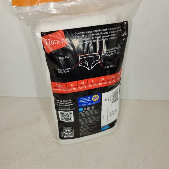 Vintage Hanes Briefs Medium Mens White 6 Pack Tagless Underwear - Picture 4 of 4